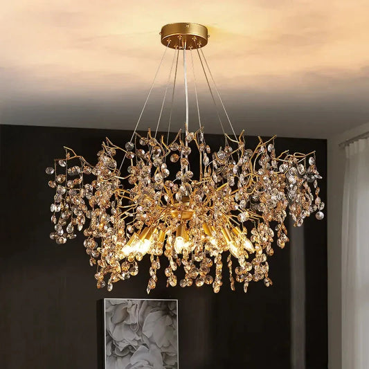DecorBites™ Crystal LED Chandelier 60/80/100 cm Golden Luxury Lamp for Dining & Living Room