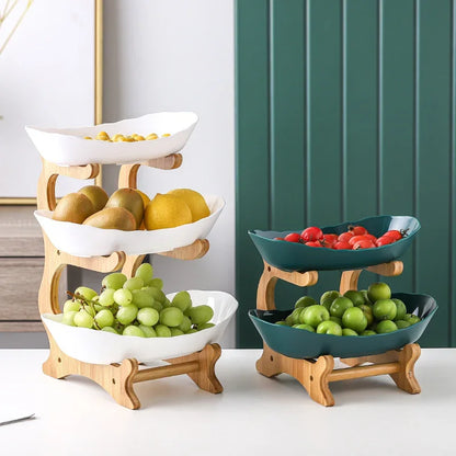 DecorBites™ 3-stöckiges Tellerset: Geschirr, Obstschale, Snackständer, Tortenplatte, Salatschüssel