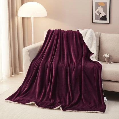 DecorBites™ Cozy Sherpa Twin Blanket - Reversible Fleece and Velvet Plush Warm Winter Bed Throw