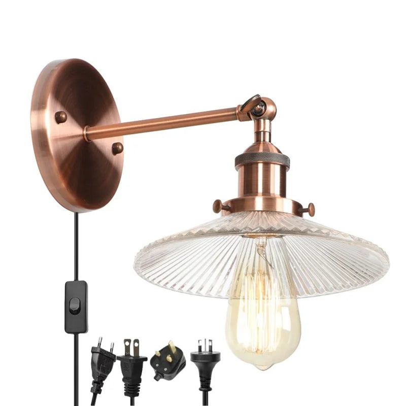 Decorbites™ Industrielles Loft-LED-Wandleuchte für Schlafzimmer, Badezimmer, Treppen - Steckdosensichtbare Eisenlampe