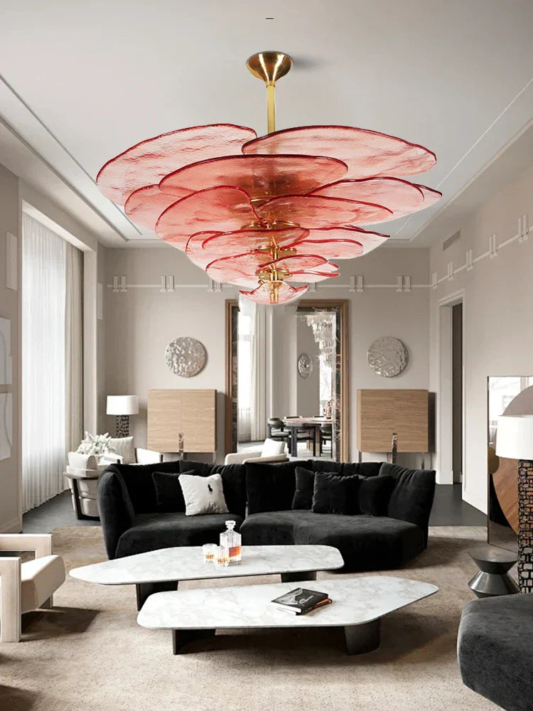 Decorbites™ Grüne Blatt Glas Deckenleuchter - Elegante Vintage-Lüster für Wohnzimmer- und Esszimmer-Dekoration