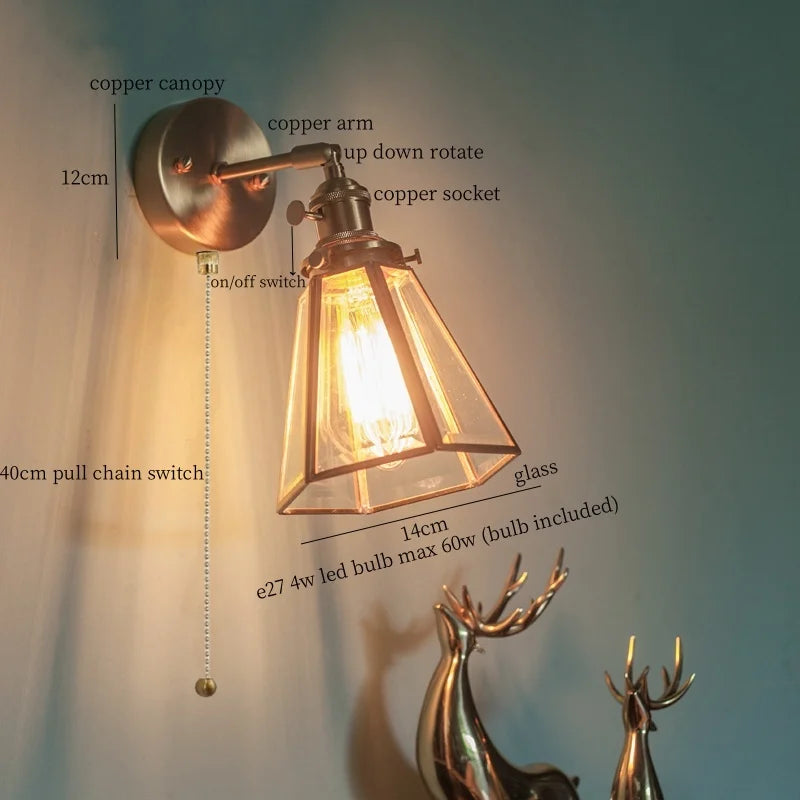 Decorbites™ Messing Glas LED Wandlampe Badezimmerspiegel Vintage Wandapplikation