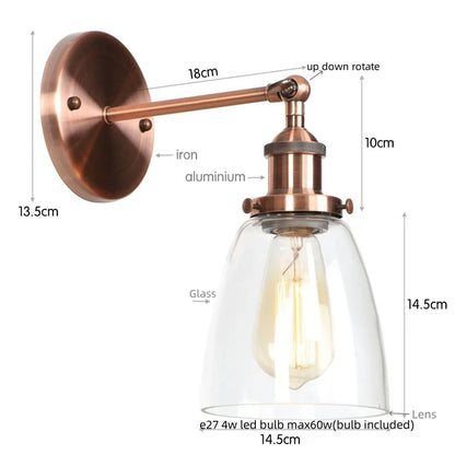 Decorbites™ LED-Wandleuchte mit Zugschalter Industrie-Stil Vintage-Schlafzimmerlampe