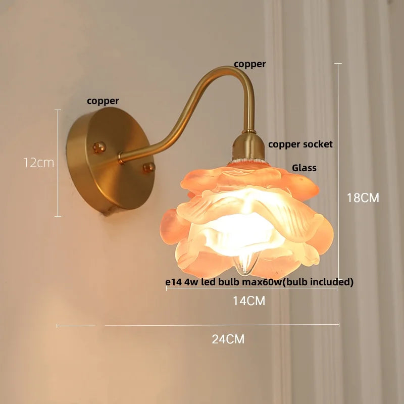 DecorBites™ Brass LED Wall Lights Pull Chain Switch Clear Glass Modern Vanity Mirror Light