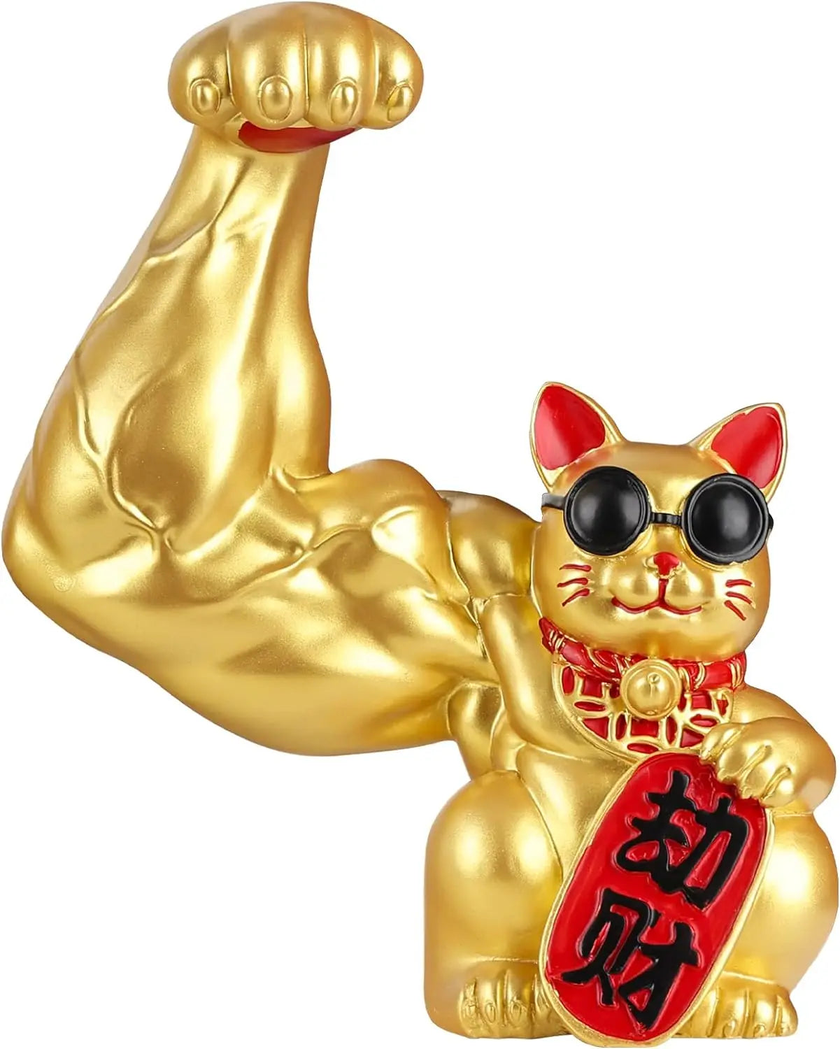 Resin Muscle Cat Sculpture