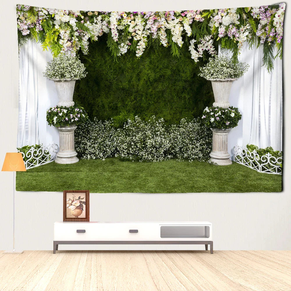 Decorbites™ Gartenlandschaft Wandbehang aus Tapisserie Natürliche Boho-Heimdekoration Landschaftskunst