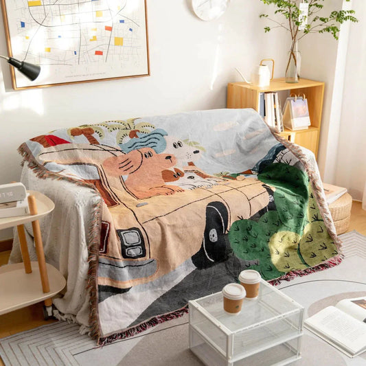Decorbites™ Gestrickte Gobelin-Sofadecke - Leicht luxuriöse Dekorationsdecke für das Wohnzimmer, Nickerchen-Bettüberwurf, Picknick, Campingmatte
