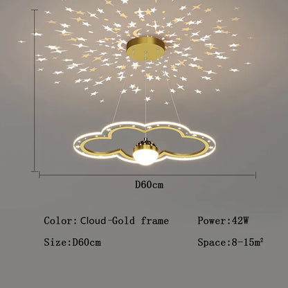 DecorBites™ Cloud Flower LED Chandelier: Modern Starry Sky Decor for Kid's Bedroom and Study Hall
