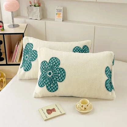 DecorBites™ Cozy Winter Plush Pillowcase: Nordic Printed Milk Velvet Soft Home Decor