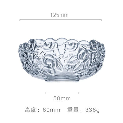 Decorbites™ Glas-Salat-Schüssel mit goldenem Rand – Vintage-Gravur, Relief-Handwerk