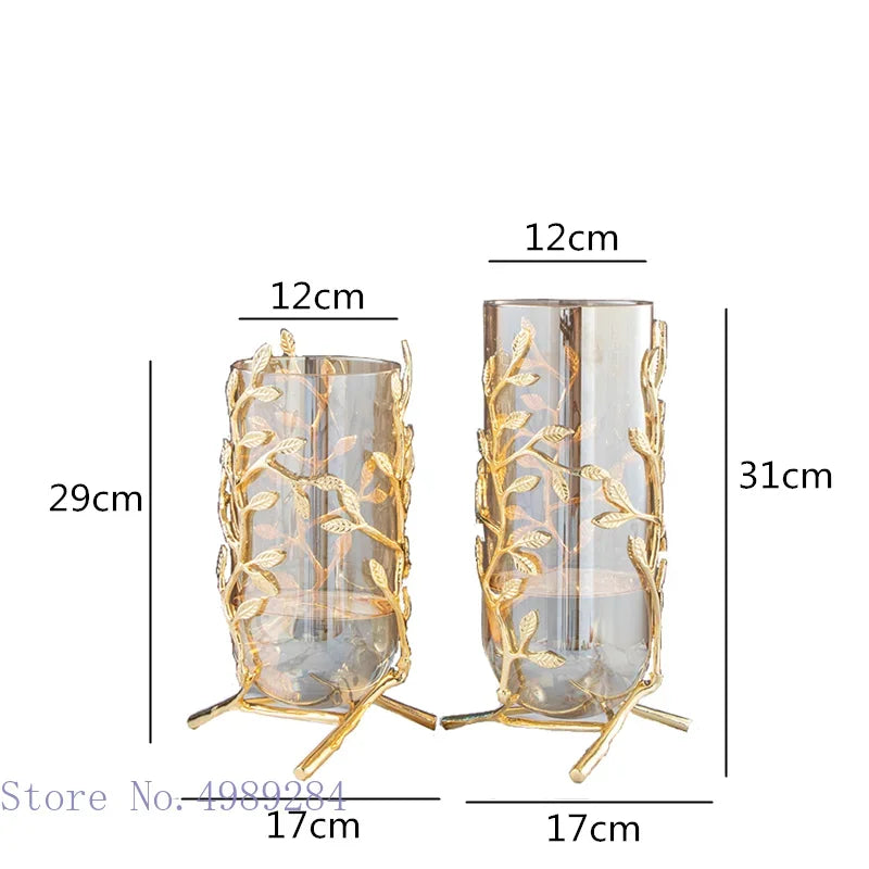 Gold Frame Glass Vase