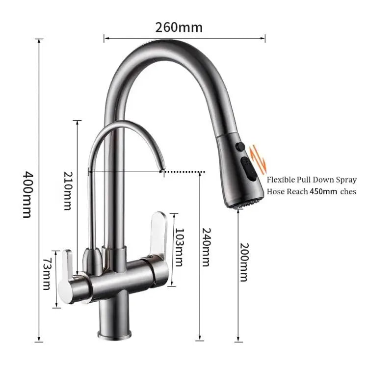 Decorbites™ Küchenarmatur: Dreifach-Spülbeckenmischer für Wasserfilterhahn