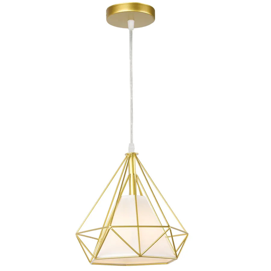 DecorBites™ Industrial Iron Cage Pyramid Pendant Lamp for Kitchen Bedroom Living Room