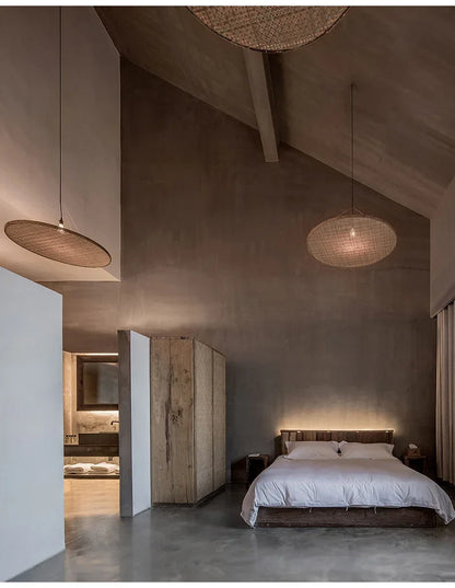 Japanisches Retro-Bambus-Handgefertigtes Restaurant-Pendant-Licht im Wabi-Sabi-Stil für Hotel-Bankettsäle, Unterkünfte und Teeräume