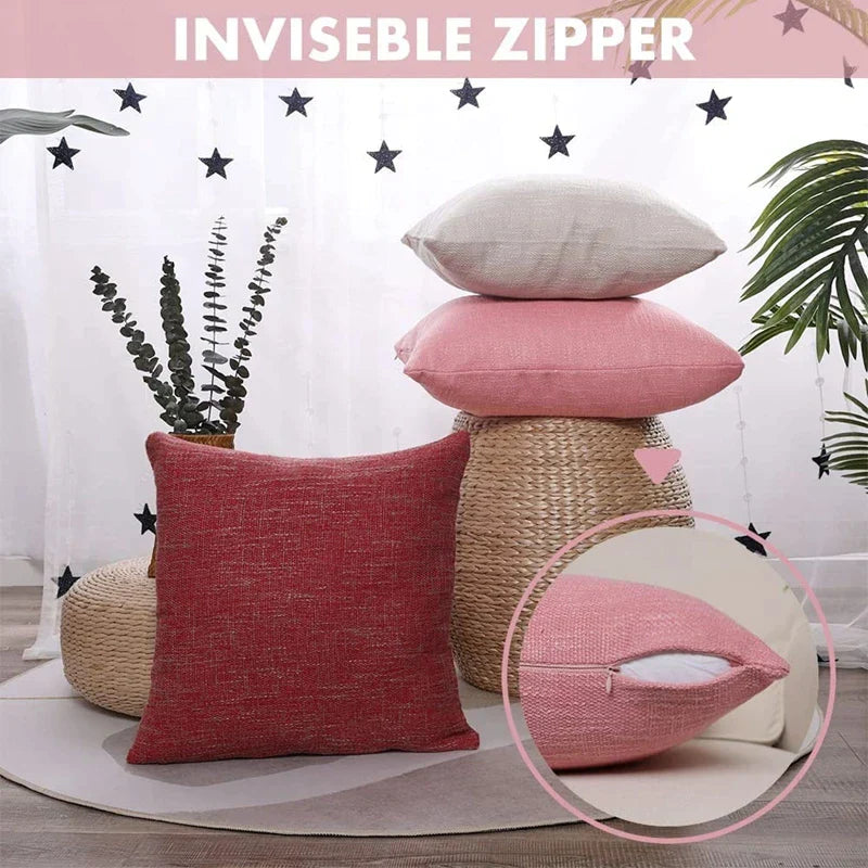 Decorbites™ Leinen-Kissenbezüge Set aus 2 - Einfarbiges Landhaus-Dekor-Hülle