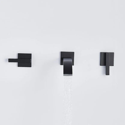 Decorbites™ Schwarzer Messing Wandmontierter Badezimmer-Waschbeckenarmatur mit Doppelgriffen