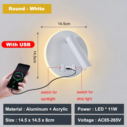 Decorbites™ verstellbare 10W Wandleuchte mit Schalter – Hotel, Schlafzimmer, Studierzimmer, Lesen
