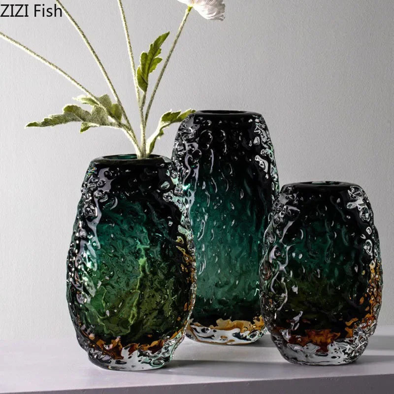 Decorbites™ Deep Green Glass Vase: Elegante Hydroponik-Blüten Tischdekoration