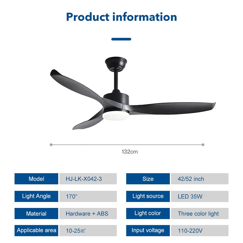 Decorbites™ 52-Zoll-Deckenventilator aus purem Kupfer mit DC-Motor, Fernbedienung und Licht