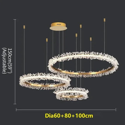 Decorbites™ Kristall-Gold-Ring-LED-Kronleuchter für die Heimdekoration im luxuriösen Wohnzimmer, Esszimmer und Schlafzimmer