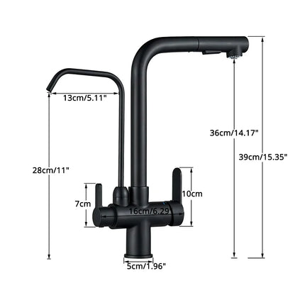 Decorbites™ Zweihand-Wasserfilter-Küchenarmatur für rotierende Wasserreinigung.