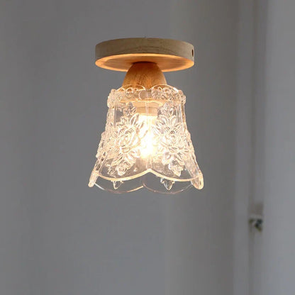 DecorBites™ Crystal Wood LED Ceiling Lamp Clear Glass Modern Indoor Lighting
