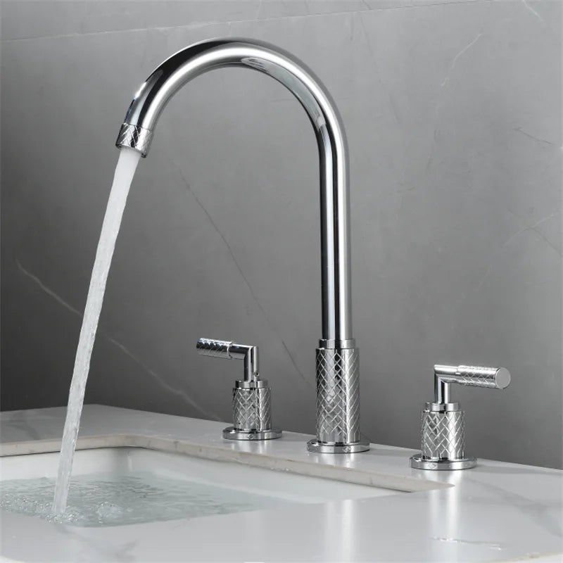 Decorbites™ Schwarzer Messing Beckenarmatur mit Wasserfall-Effekt und 3-Loch-Design