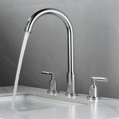 Decorbites™ Schwarzer Messing Beckenarmatur mit Wasserfall-Effekt und 3-Loch-Design