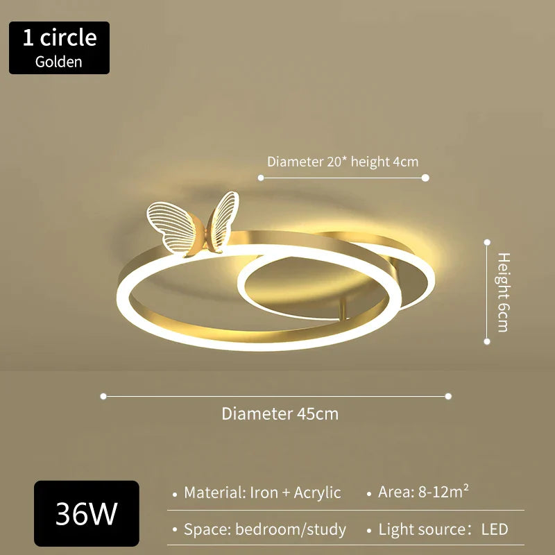 Gold Butterfly LED Chandelier For Bedroom