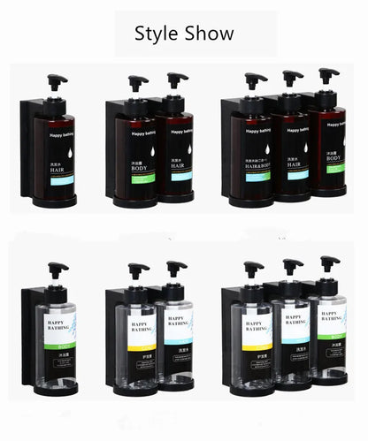 Decorbites™ Bernstein-Seifenspender- & Shampoo-Flaschen-Set für bohrenfreie Badezimmer-Aufbewahrung