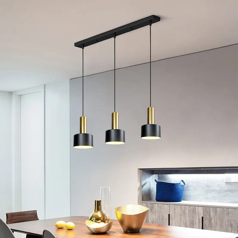 Nordic White Metal Pendant Light in Brushed Nickel
