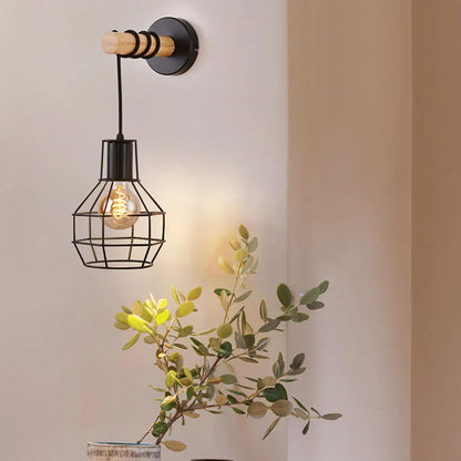 Decorbites™ Loft Amerikanisches Eisenholz Wandarmleuchte Vintage Käfigschutz Lampenschirm Armatur