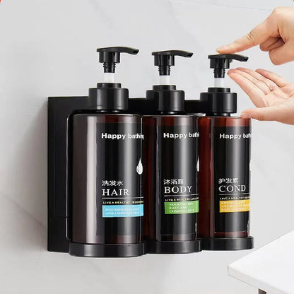 Decorbites™ Bernstein-Seifenspender- & Shampoo-Flaschen-Set für bohrenfreie Badezimmer-Aufbewahrung