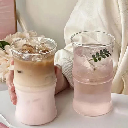 Decorbites™ Glas Bambus-Knoten-Becher – Süßer klarer Glas-Kaffeebecher für heiße oder kalte Getränke