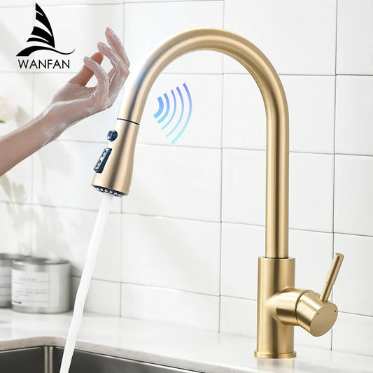 Decorbites™ Gold Sensor-Küchenarmatur aus Edelstahl mit intelligenter Touch-Steuerung Spülschlauch
