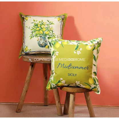 Decorbites™ Zitronen-Print Chenille Kissenbezug 45x45 cm - Wasserdicht Nordisches DekorCase