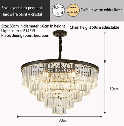 Decorbites™ Kristall Gold Schwarz LED Kronleuchter - Mehrstöckige moderne runde Pendelleuchte