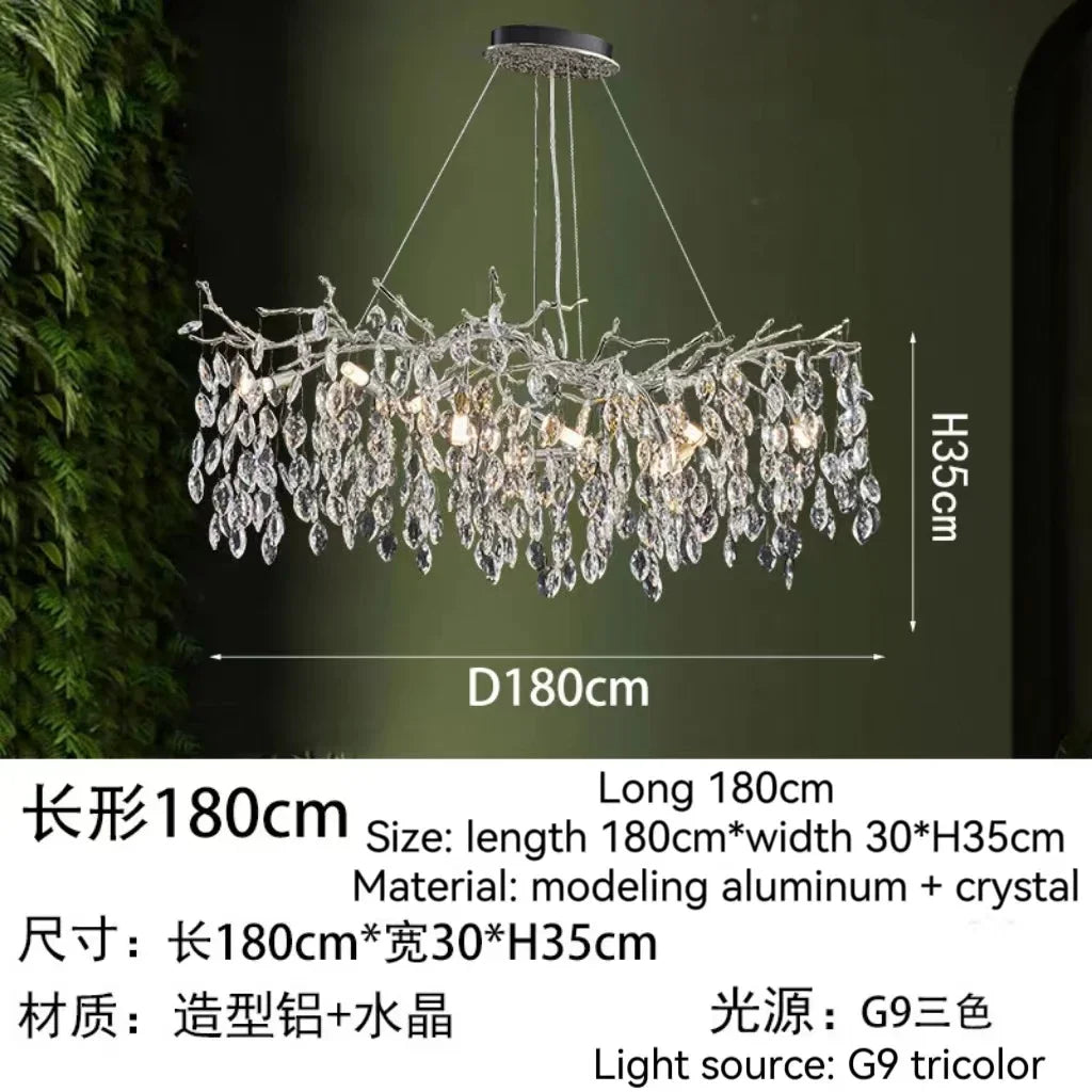 Decorbites™ Golden Crystal Tree Deckenleuchter, Luxuriöse Aluminium-Kunstarmatur