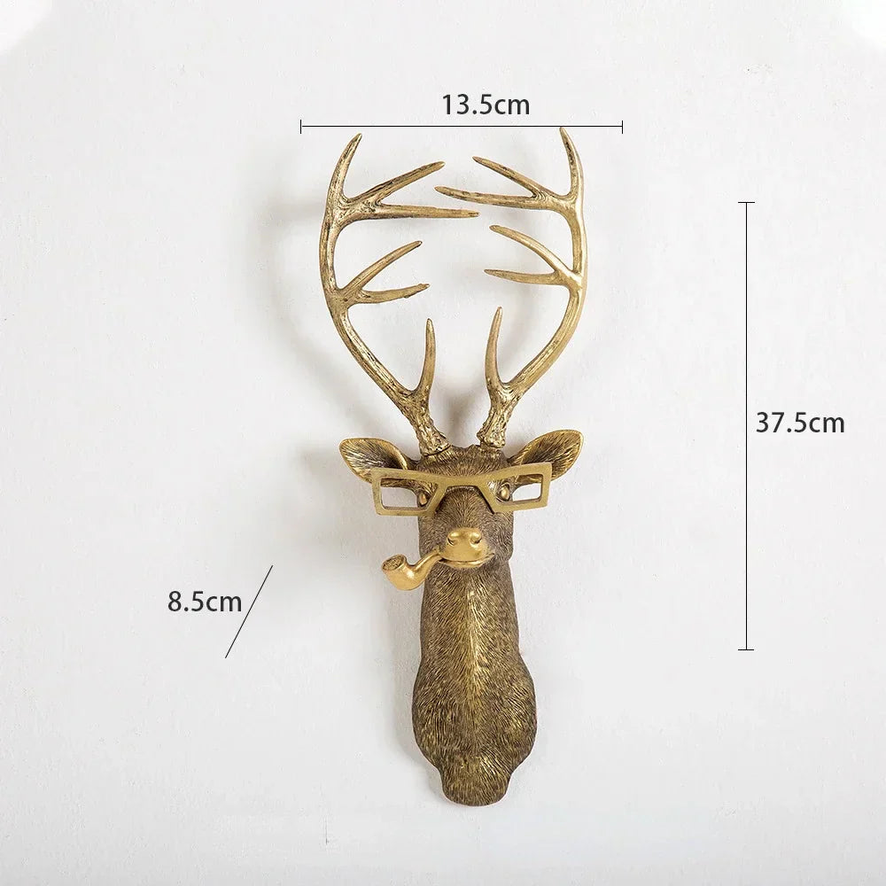 Decorbites™ Golden Deer Head Wall Hook: Antikes Bronzefarbenes Harz-Tieranhänger für Stilvolle Wanddekoration