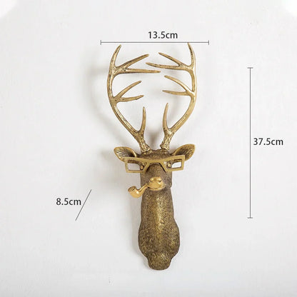 Decorbites™ Golden Deer Head Wall Hook: Antikes Bronzefarbenes Harz-Tieranhänger für Stilvolle Wanddekoration