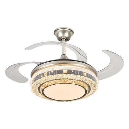 DecorBites™ Gold Crystal Retractable Blades Modern LED Ceiling Fan 42" Smart Lightning