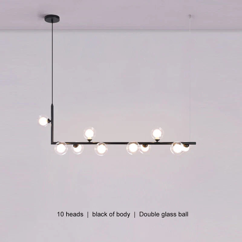 Decorbites™ Glas Schwarz Kronleuchter Pendellampe Nordisch Modern Wohnzimmerleuchte
