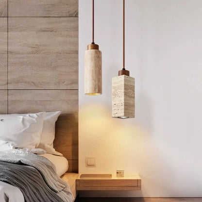 Decorbites™ Japanischer Stein-LED-Pendant-Lampe Gelber Travertin Wabi-Sabi Hängelampe