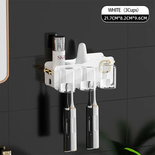 Decorbites™ Umgekehrtes Zahnbürstenhalter mit automatischer Zahnpasta-Presser & Make-up-Aufbewahrungsregal