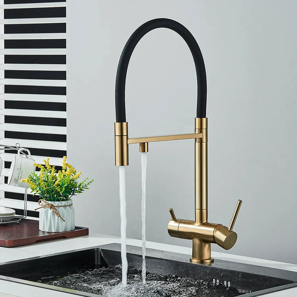 Decorbites™ Küchen-Wasserfilterarmatur mit doppeltem Auslauf, drehbarer Wasserreinigungs-Mischhahn