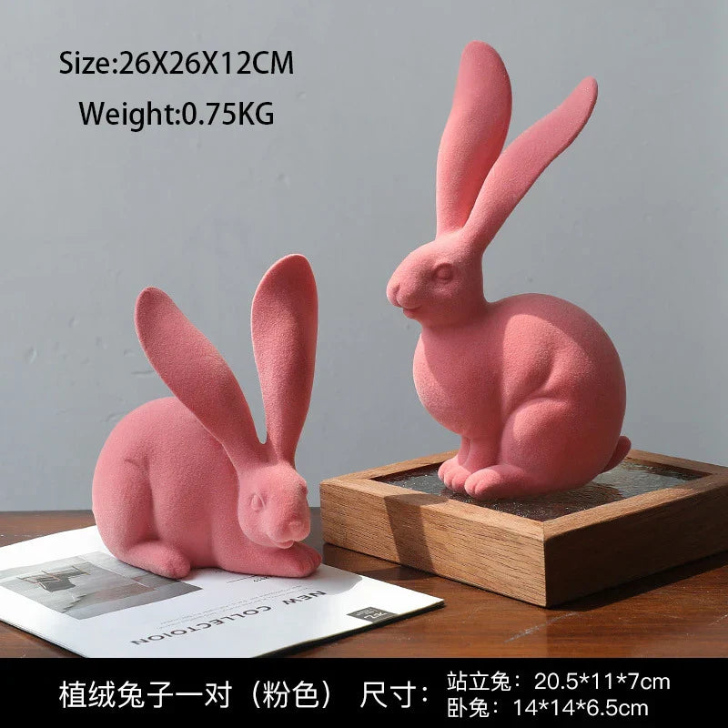 Decorbites™ Abstrakte Hasen-Figuren: Flauschige Hasen-Resin-Kunst-Dekorationsornamente