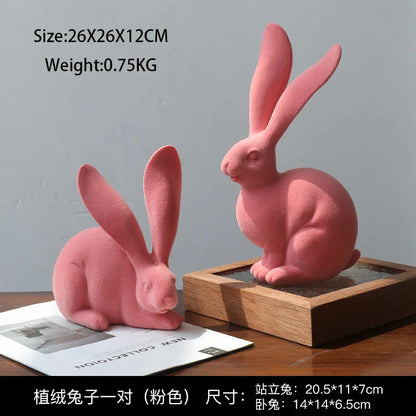 Decorbites™ Abstrakte Hasen-Figuren: Flauschige Hasen-Resin-Kunst-Dekorationsornamente