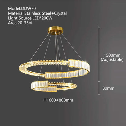 DecorBites™ Crystal Gold Ring LED Chandelier for Minimalist Luxury Home Decor