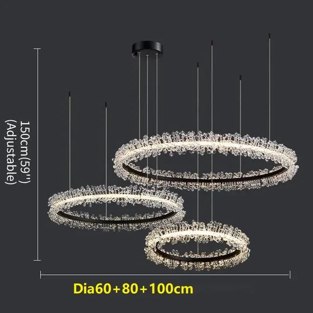 Decorbites™ Kristall-Gold-Ring-LED-Kronleuchter für die Heimdekoration im luxuriösen Wohnzimmer, Esszimmer und Schlafzimmer