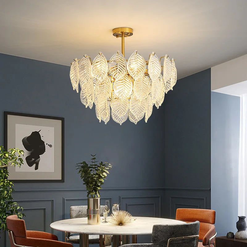 Luxury Leaf Glass Chandelier